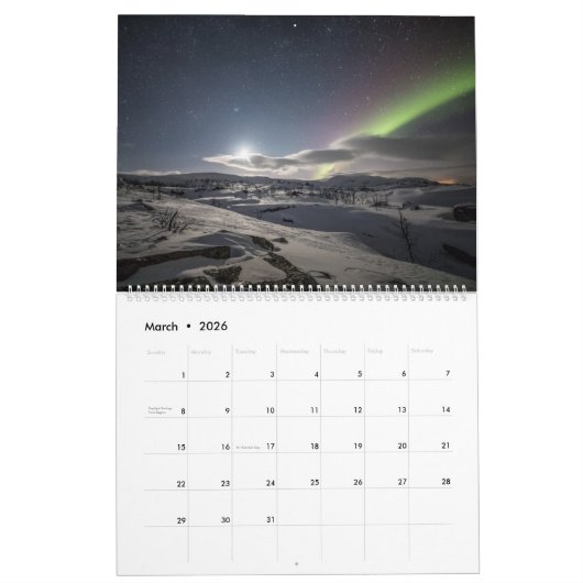 Arktische Lichter 2026 Kalender (Mär 2026)