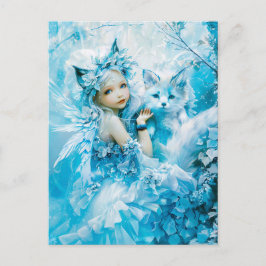 Arktische Mühle und Polar Fox am See Postkarte