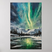 Arktische Nokturne: Winterlandschaft und das Nordl Poster (Vorne)