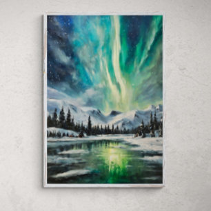 Arktische Nokturne: Winterlandschaft und das Nordl Poster