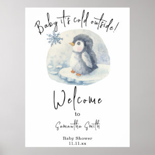 Arktische Penguin Begrüßung Babydusche Poster
