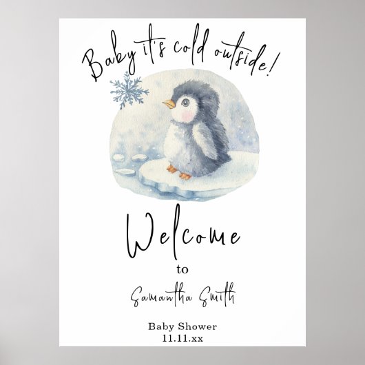 Arktische Penguin Begrüßung Babydusche Poster (Vorne)