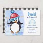 Arktische Penguin Kindergeburtstag Party Einladung (Vorne/Hinten)