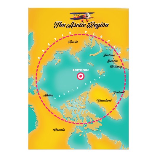 Arktische Region Nordpol Karte Fotodruck (Vorne)