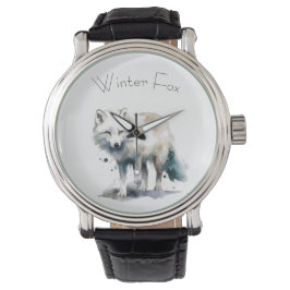 Arktische Schönheit: Winter Fox Custom Armbanduhr
