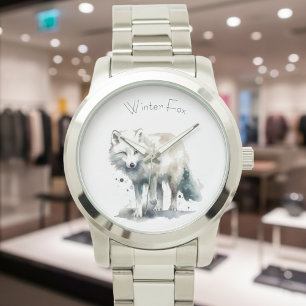 Arktische Schönheit: Winter Fox Custom Armbanduhr
