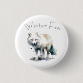 Arktische Schönheit: Winter Fox Custom Button (Vorderseite)