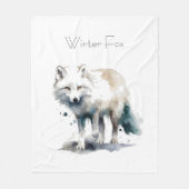 Arktische Schönheit: Winter Fox Custom Fleecedecke (Vorderseite)
