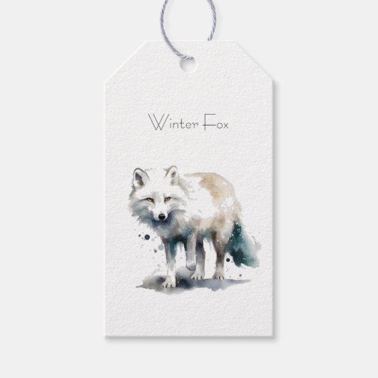Arktische Schönheit: Winter Fox Custom Geschenkanhänger (Vorderseite)