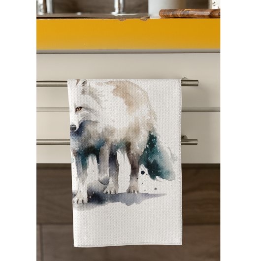 Arktische Schönheit: Winter Fox Custom Geschirrtuch