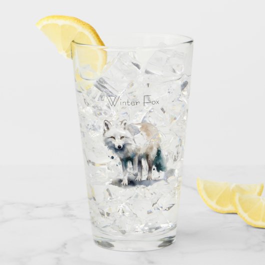 Arktische Schönheit: Winter Fox Custom Glas (Vorderseite Ice)