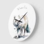 Arktische Schönheit: Winter Fox Custom Große Wanduhr (Winkel)