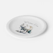 Arktische Schönheit: Winter Fox Custom Pappteller (Schrägansicht)