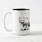 Arktische Schönheit: Winter Fox Custom Zweifarbige Tasse (Links)