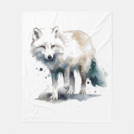 Arktische Schönheit: Winter Fox Fleecedecke