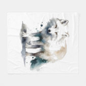 Arktische Schönheit: Winter Fox Fleecedecke (Vorderseite (Horizontal))
