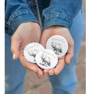 Arktische Schönheit: Winterfuchs individuell Button