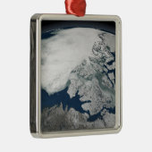 Arktische See Eis über Nordamerika Silbernes Ornament (Rechts)