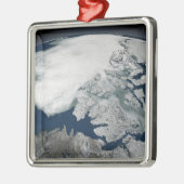 Arktische See Eis über Nordamerika Silbernes Ornament (Links)