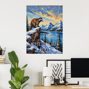 Arktische Sicht: Raccoon Über dem Eisbound Lake Poster