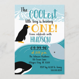 Arktische Tier-Geburtstags-Einladung Einladung