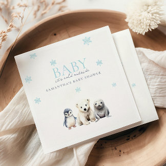 Arktische Tiere Blaue Schneeflocken Jungen Baby-Pa Serviette