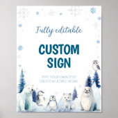 Arktische Tiere Blue Winter Geburtstag Custom Sign Poster (Vorne)