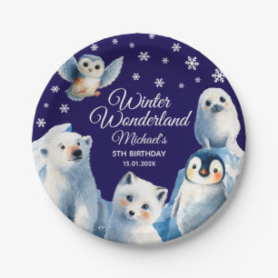 Arktische Tiere Blue Winter Kids's Geburtstagspart Pappteller