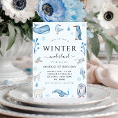Arktische Tiere Blue Winter Onederland 1. Geburtst Einladung