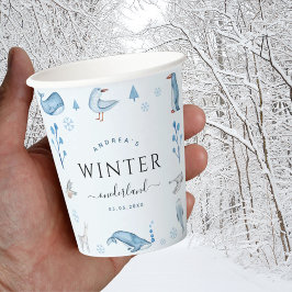 Arktische Tiere Blue Winter Onederland 1. Geburtst Pappbecher