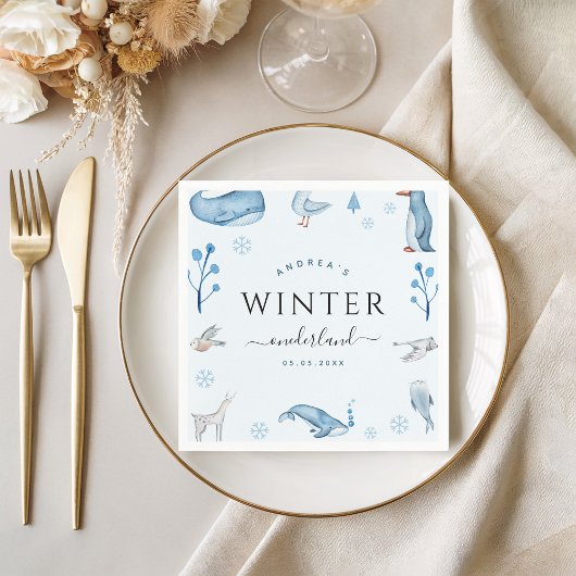 Arktische Tiere Blue Winter Onederland Napkins Serviette