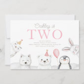 Arktische Tiere Einladung zum Geburtstag (Vorderseite)