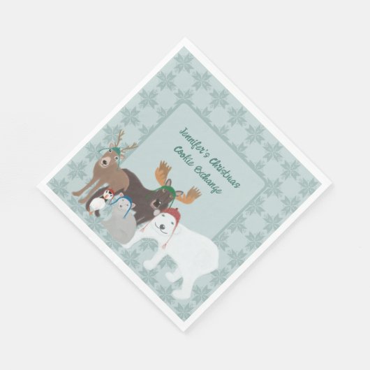 Arktische Tiere im Winter Hats Weihnachts-Party Serviette (Ecke)