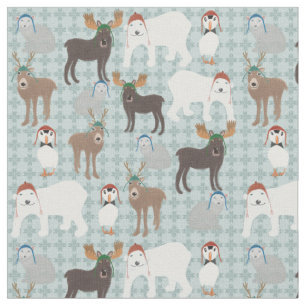 Arktische Tiere in den Winterhasen Weihnachten Stoff
