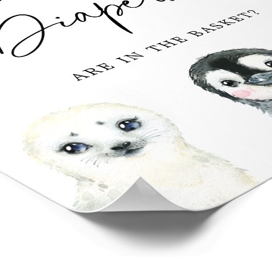 Arktische Tiere schätzen, wie viele Windeln zeichn Poster (Ecke)