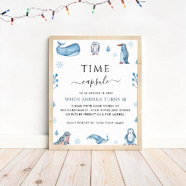 Arktische Tiere Winter 1. Geburtstag Kapsel Poster