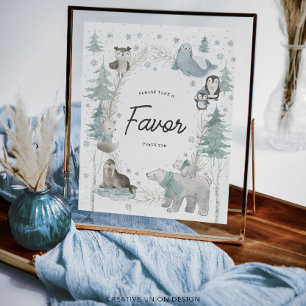 Arktische Tiere Winter Baby Dusche Gefallen Zeiche