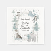 Arktische Tiere Winter Baby Dusche Napkins Serviette (Vorderseite)