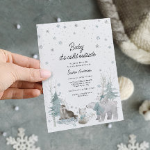 Arktische Tiere Winter Baby Shower Einladungskarte