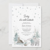Arktische Tiere Winter Baby Shower Einladungskarte Einladung (Vorderseite)