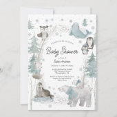 Arktische Tiere Winter Baby Shower Einladungskarte Einladung (Vorderseite)