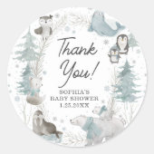 Arktische Tiere Winter Baby Shower Stickers (Vorderseite)