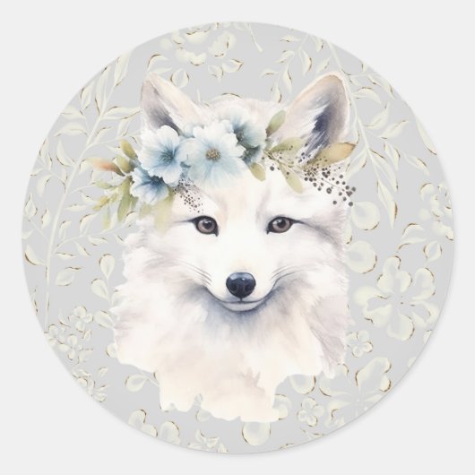 Arktische Tiere Winter Floral Holiday Sticker (Vorderseite)