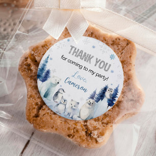 Arktische Tiere Winter Geburtstag Runder Aufkleber