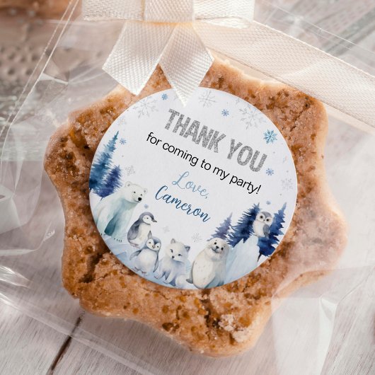 Arktische Tiere Winter Geburtstag Runder Aufkleber