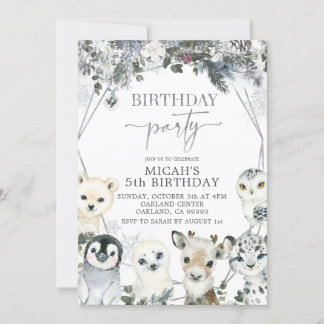 Arktische Tiere Winter Geburtstagsparty Einladung