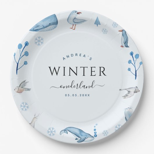 Arktische Tiere Winter Onederland-Teller Pappteller (Vorderseite)