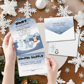 Arktische Tiere Winter Wonderland Babydusche All In One Einladung