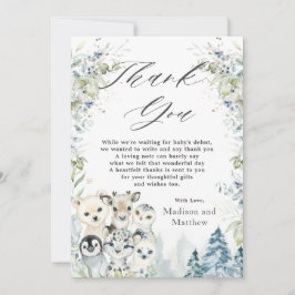 Arktische Tiere Winter Wonderland Babydusche  Dankeskarte