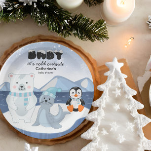 Arktische Tiere Winter Wonderland Babydusche Pappteller